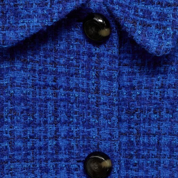 Mango Blue Tweed Jacket with Buttons - Picture 2 of 5